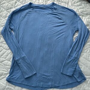 Aerie Blue Ribbed Long Sleeve Work Out Top (L)